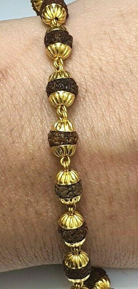 22ct Yellow Gold Rudraksha Gents Bracelet 10.0 inches