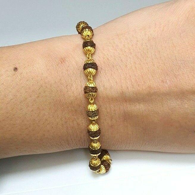 22ct Yellow Gold Rudraksha Gents Bracelet 10.0 inches