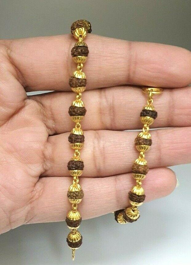 22ct Yellow Gold Rudraksha Gents Bracelet 10.0 inches