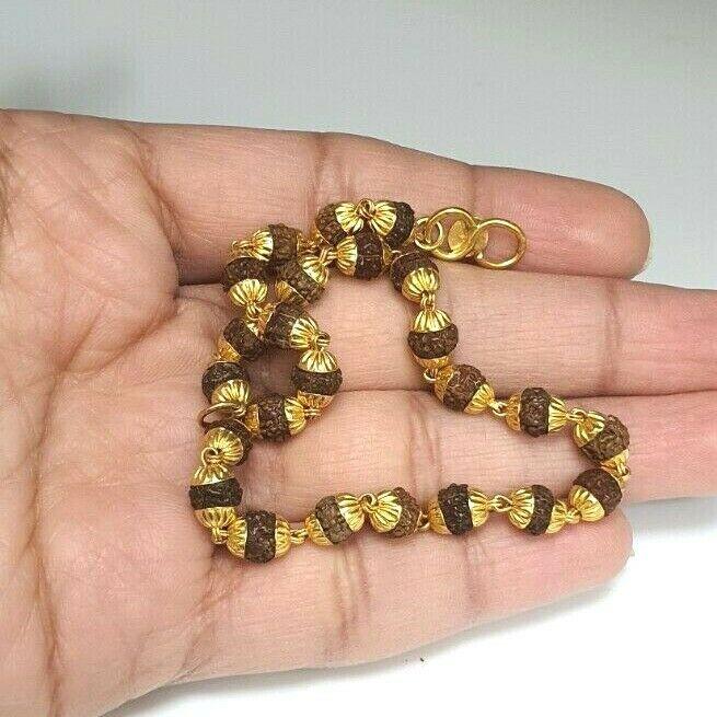 22ct Yellow Gold Rudraksha Gents Bracelet 10.0 inches