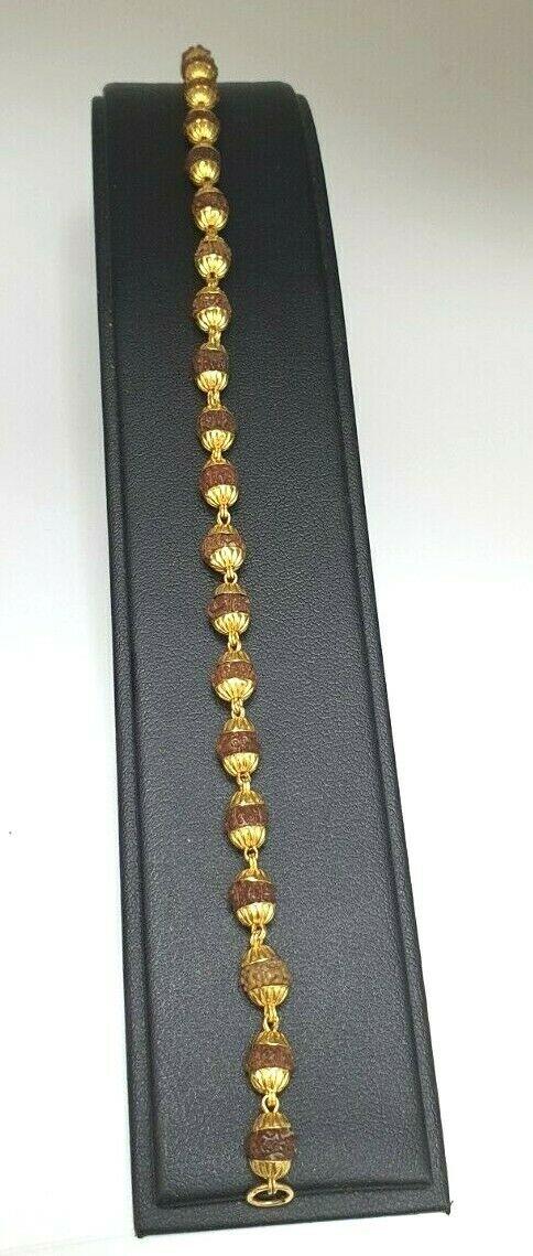 22ct Yellow Gold Rudraksha Gents Bracelet 10.0 inches