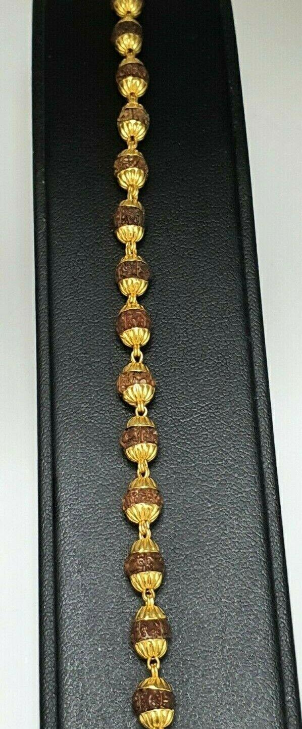 22ct Yellow Gold Rudraksha Gents Bracelet 10.0 inches