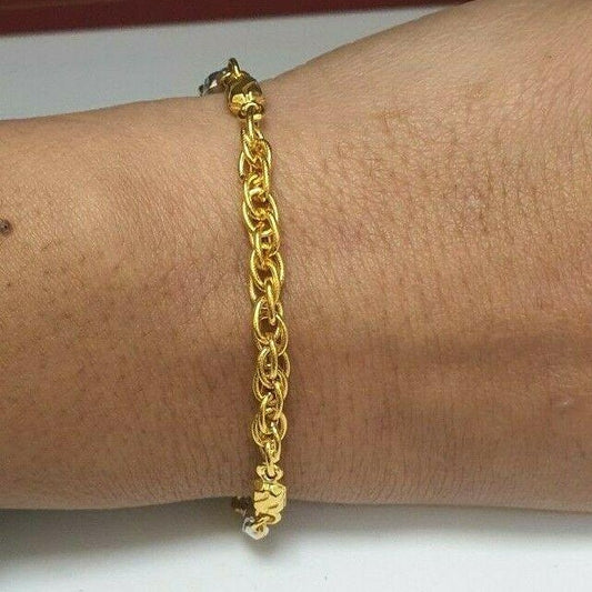 22ct Yellow Gold Ladies Fancy Bi-Colour Link Bracelet 8.0 inches 6.2 Grams