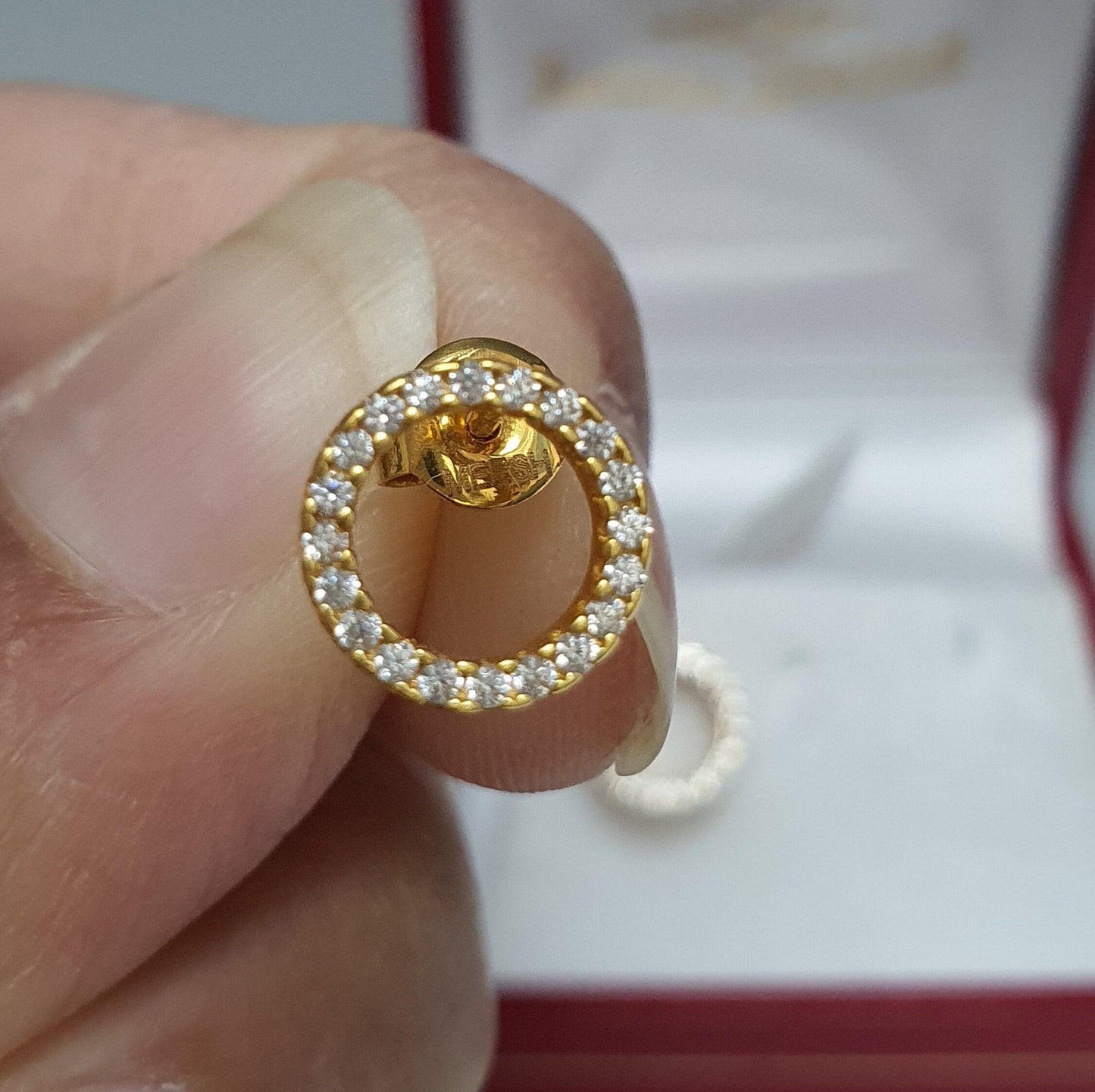 22ct Yellow Gold Cubic Zirconia Circle Of Life Stud  Earrings