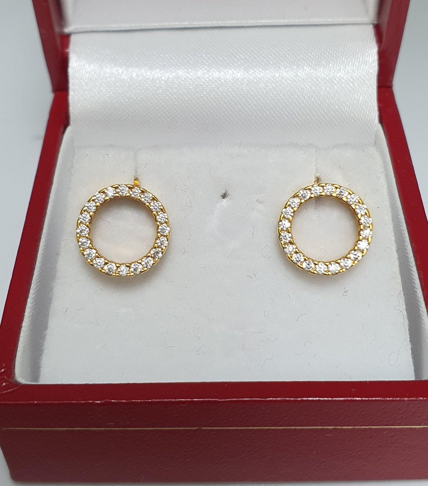 22ct Yellow Gold Cubic Zirconia Circle Of Life Stud  Earrings