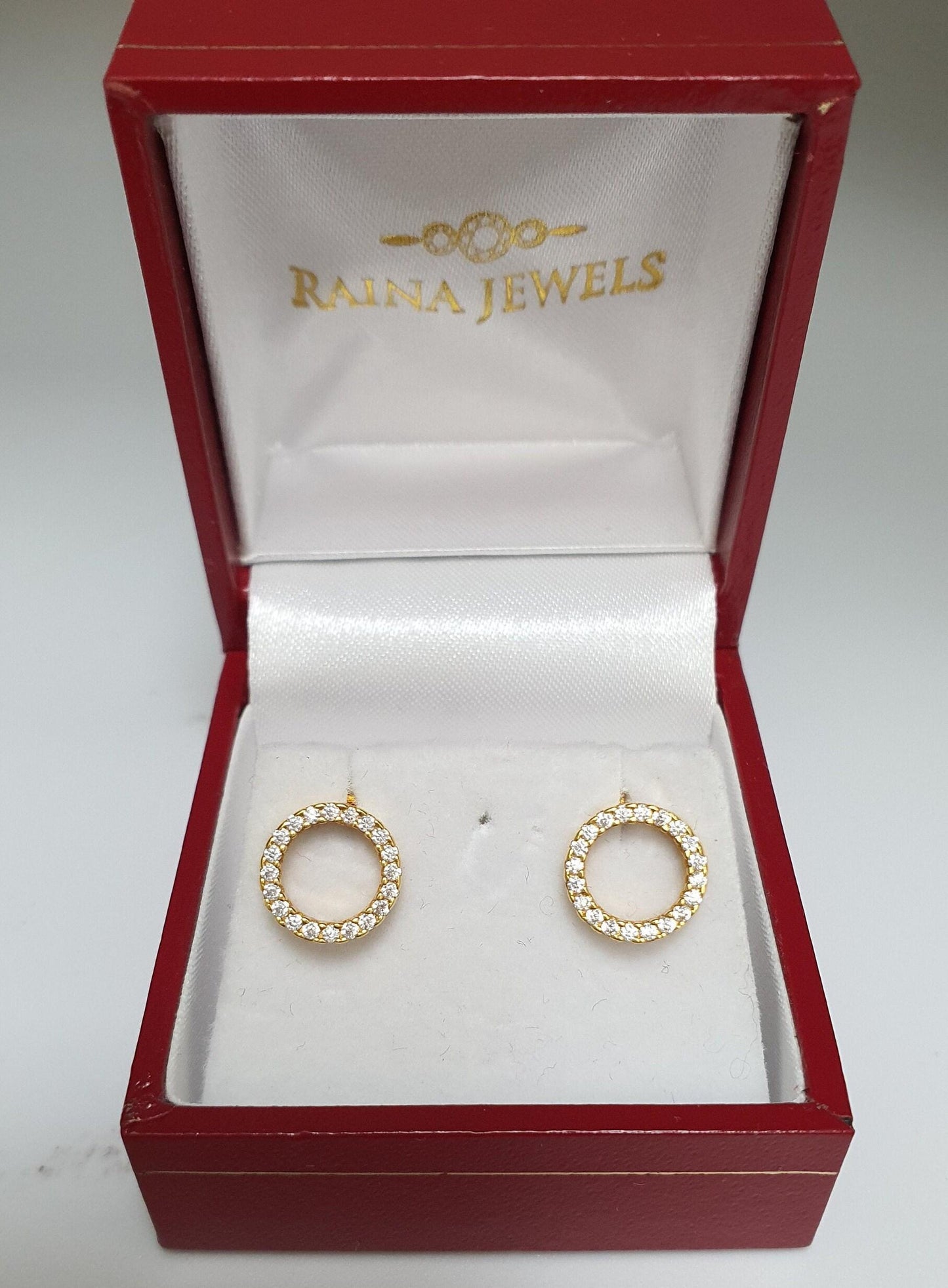 22ct Yellow Gold Cubic Zirconia Circle Of Life Stud  Earrings