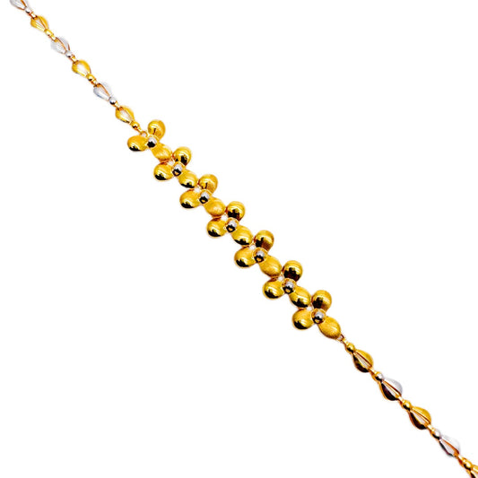 22ct Yellow Solid Gold Ladies Fancy Bi Colour Flower Bracelet