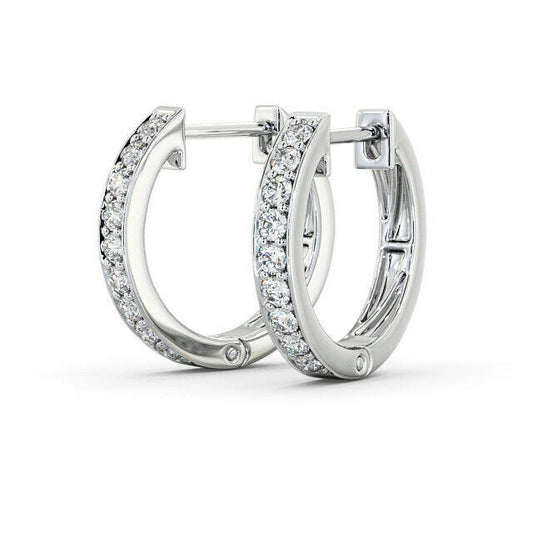 18ct White Gold Diamond Set Pair of Hoop Earrings 0.19 carats 14mm wide