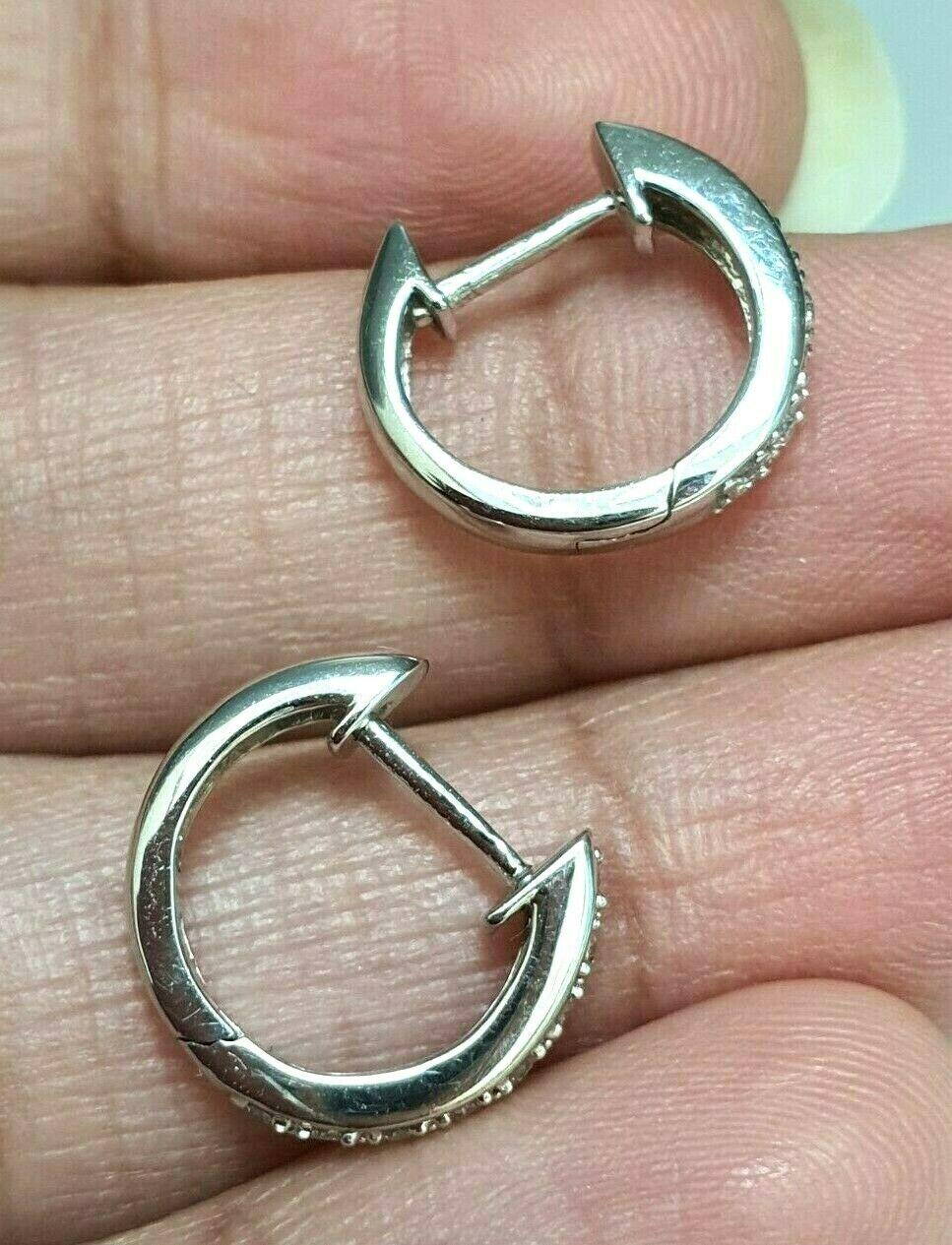 18ct White Gold Diamond Set Pair of Hoop Earrings 0.19 carats 14mm wide