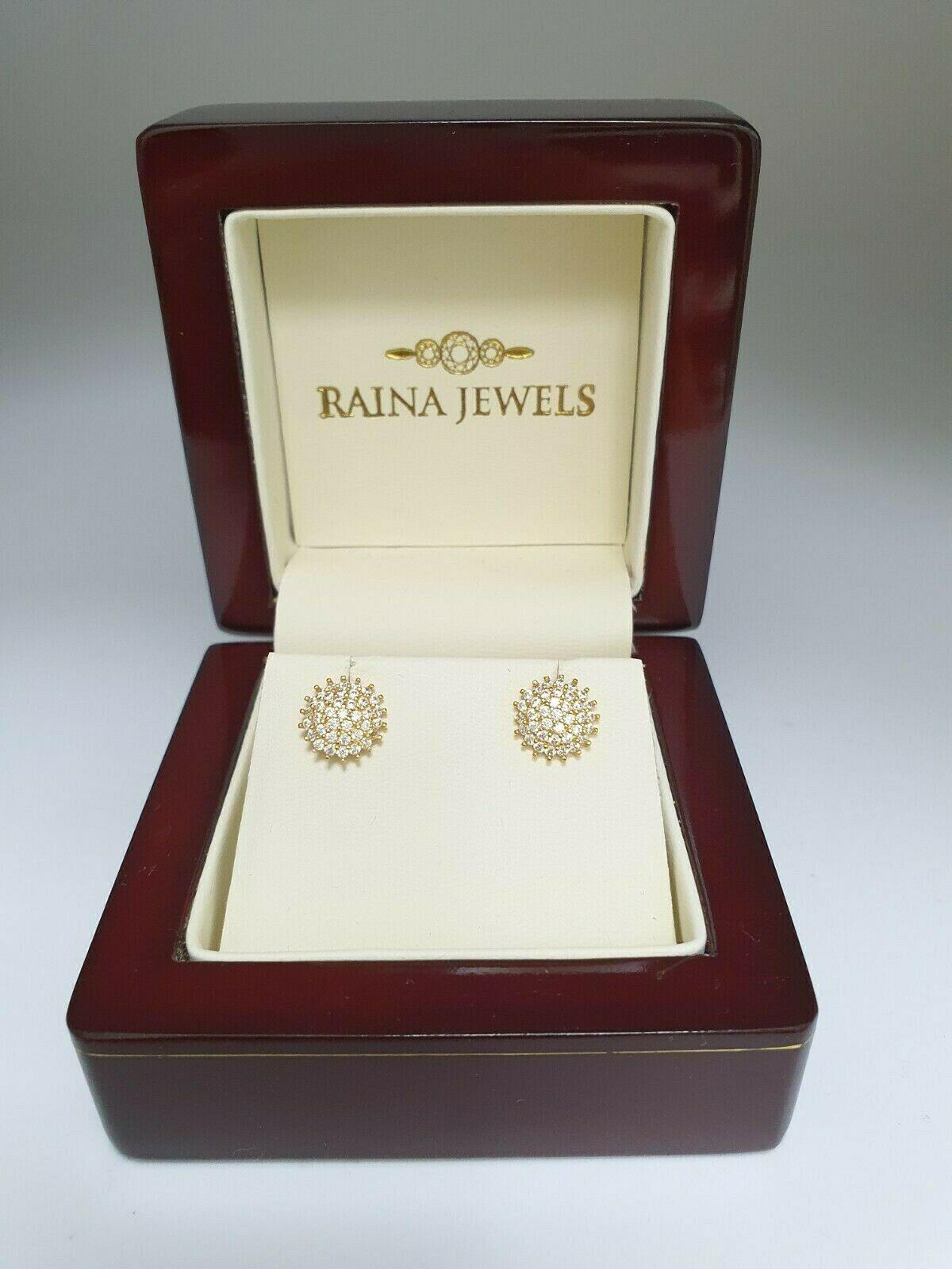 22ct Yellow Gold Cubic Zirconia Round Cluster Stud Medium Earrings