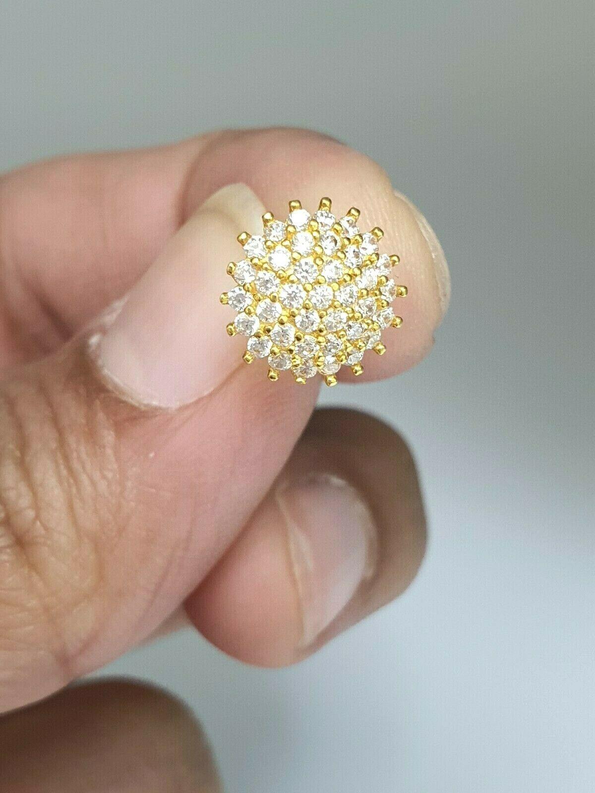 22ct Yellow Gold Cubic Zirconia Round Cluster Stud Medium Earrings