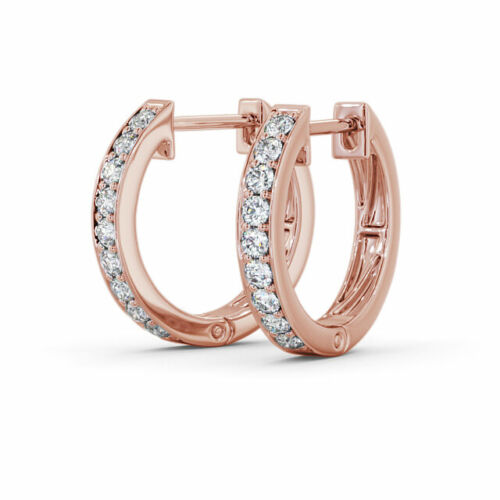 18ct Rose Gold Diamond Set Pair of Hoop Earrings 0.20 carats 14mm wide