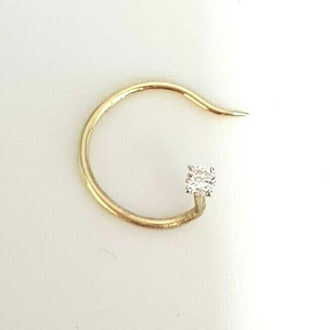 Diamond Nose Stud/Nose Pin 18ct White/Yellow Gold 0.05 Carats 4-Claw Wire 2.3 mm