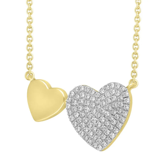 9ct / 9K Yellow Gold & Natural Diamonds Heart Pendant with 9ct Chain 0.25ct 