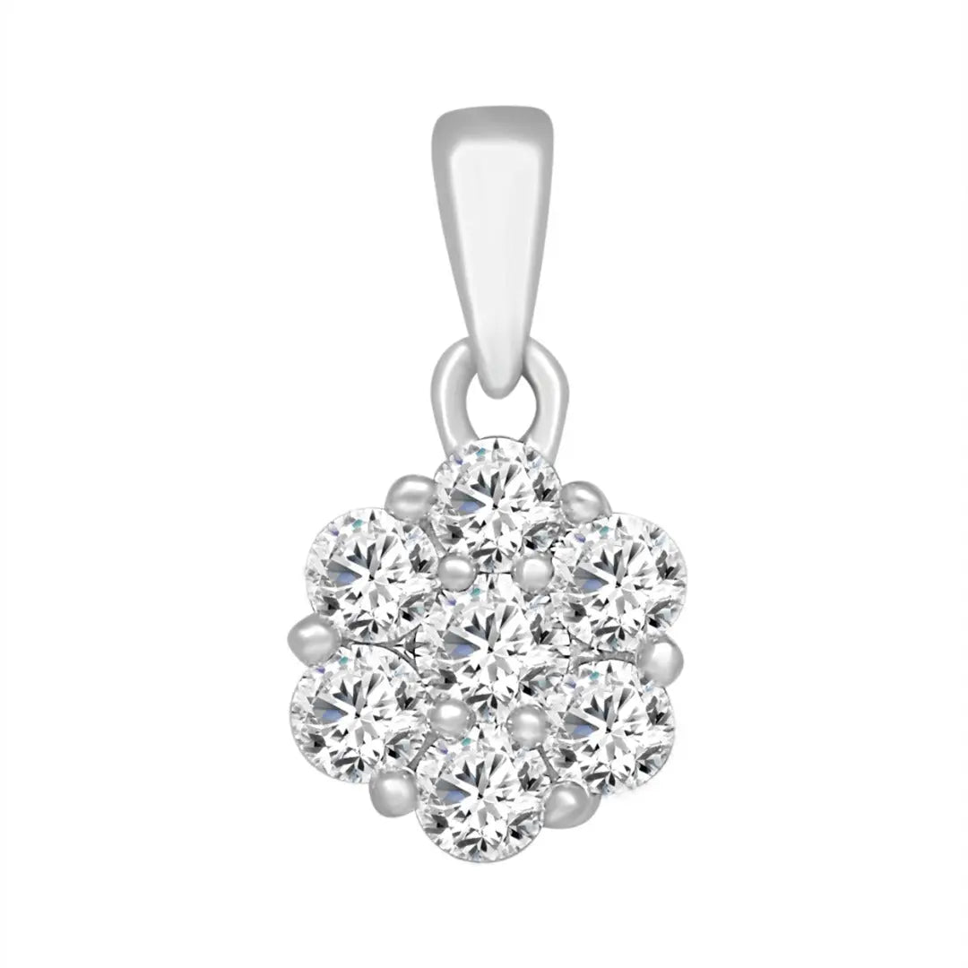 9ct White Gold Round Diamond  Pendant Chain Necklace 0.49ct 