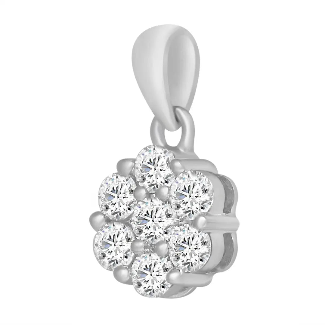 9ct White Gold Round Diamond  Pendant Chain Necklace 0.49ct 