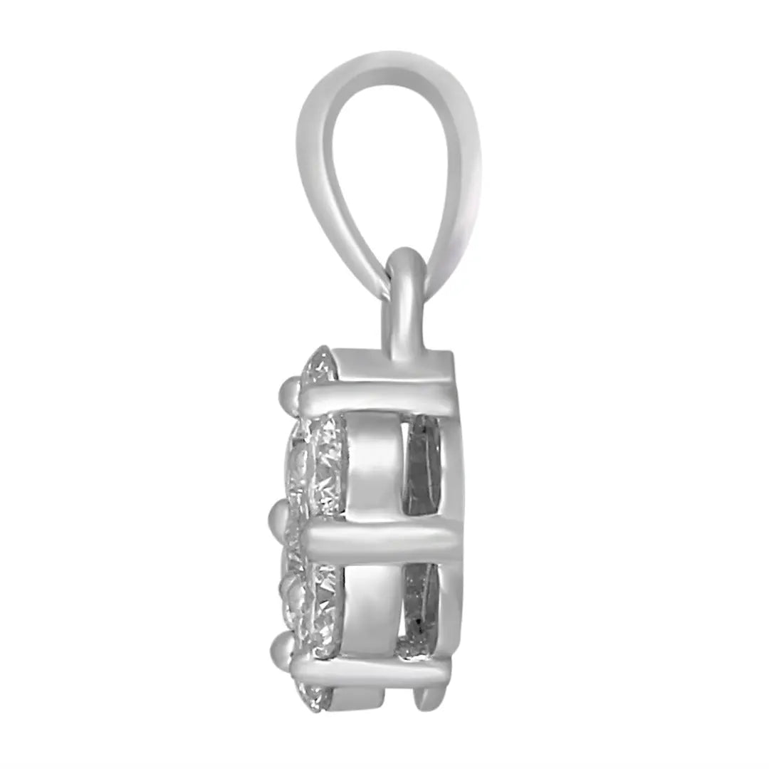 9ct White Gold Round Diamond  Pendant Chain Necklace 0.49ct 