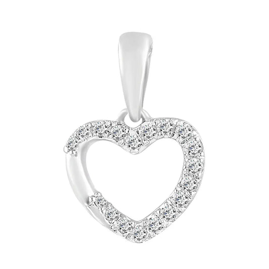9ct White Gold & Natural Diamonds Heart Pendant with 9ct Chain 0.11ct 