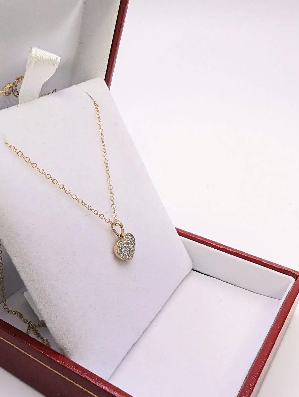 9ct Yellow Gold & Natural Diamonds Heart Pendant with 9ct Chain 0.14ct 