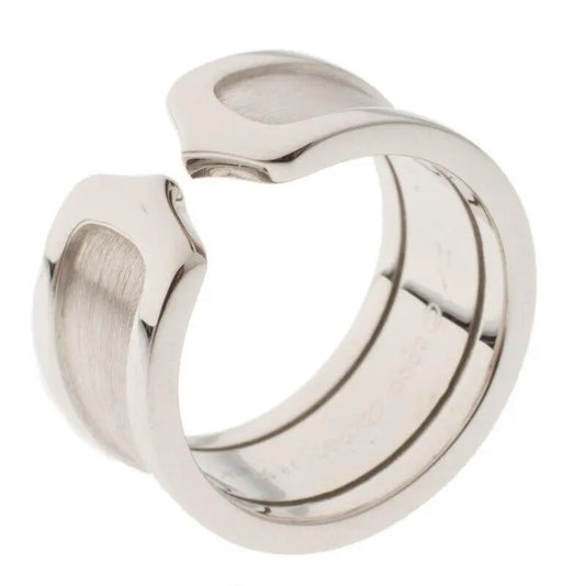 C De Cartier 18K White Gold 6mm Band Cartier Size 52 UK Size L Mint Condition 