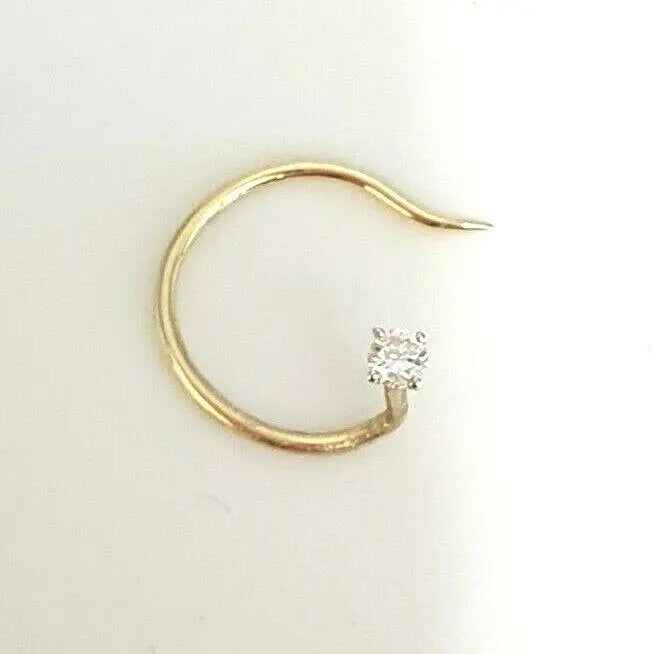 Diamond Nose Stud/Nose Pin 18ct White/Yellow Gold 0.05 Carats 4-Claw Wire 2.3 mm 