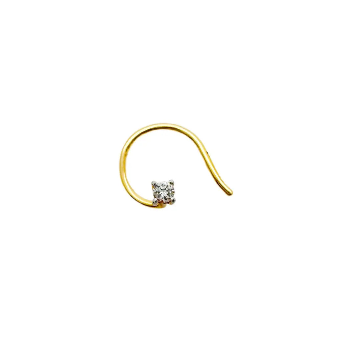 Diamond Nose Stud Wire Pin 18ct White / Yellow Gold 0.02 Carats 4-Claw Wire 1.7 mm  Diamond Nose Stud