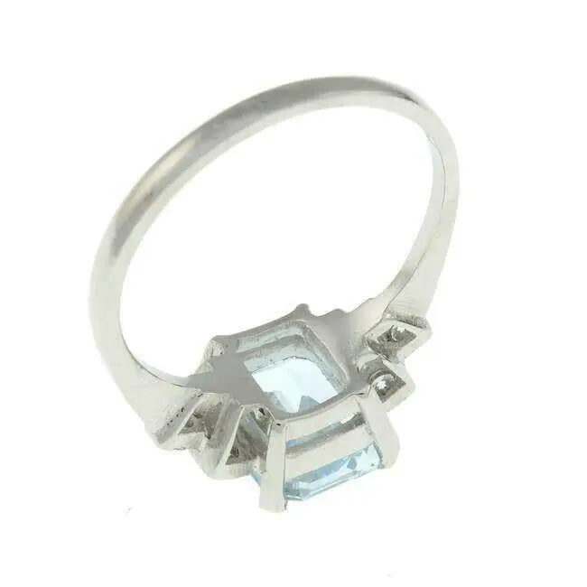 Vintage Design Aquamarine & Diamond Ring 0.35cts Pre-Owned Excellent Condition  Diamond Ring