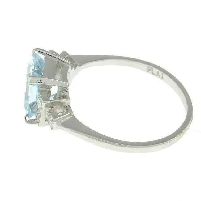 Vintage Design Aquamarine & Diamond Ring 0.35cts Pre-Owned Excellent Condition  Diamond Ring