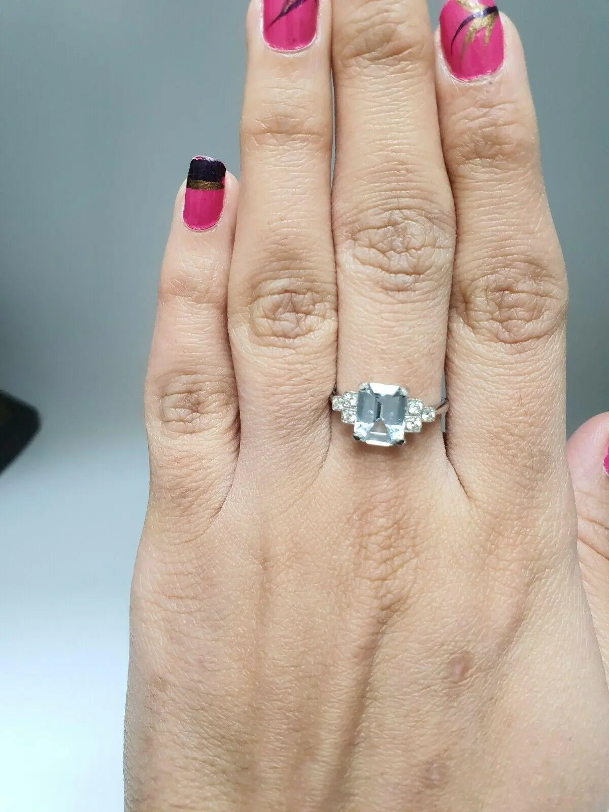 Vintage Design Aquamarine & Diamond Ring 0.35cts Pre-Owned Excellent Condition  Diamond Ring