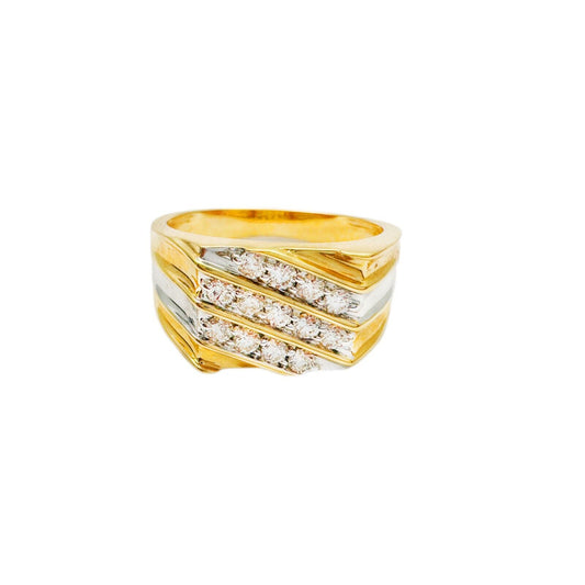 18K Yellow Gold 13 Stone Fancy Mens ring with Round Diamond  0.50cts G/SI