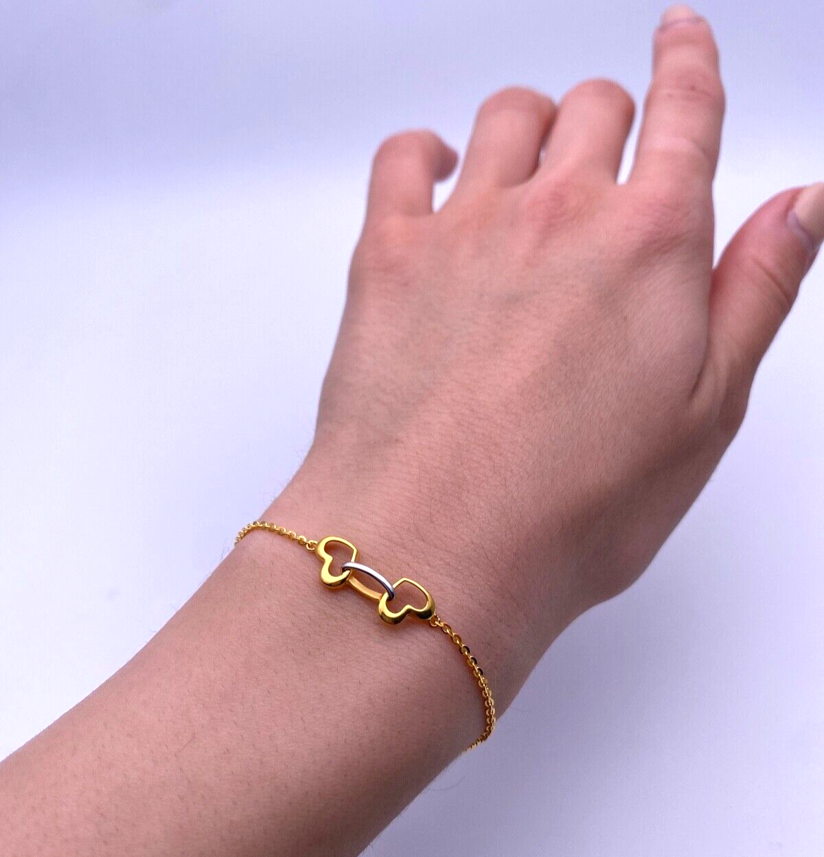 22ct Yellow Gold Fancy Heart Ladies Bracelet 7'' inches 916