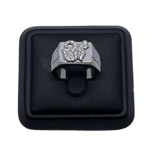 18K White Gold Mens Round cut Diamond OM ring 0.36cts