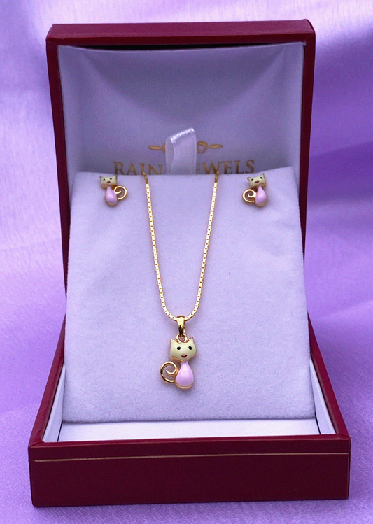 22ct Yellow Gold Babies/Children Necklace and Earrings Set 13'' inch