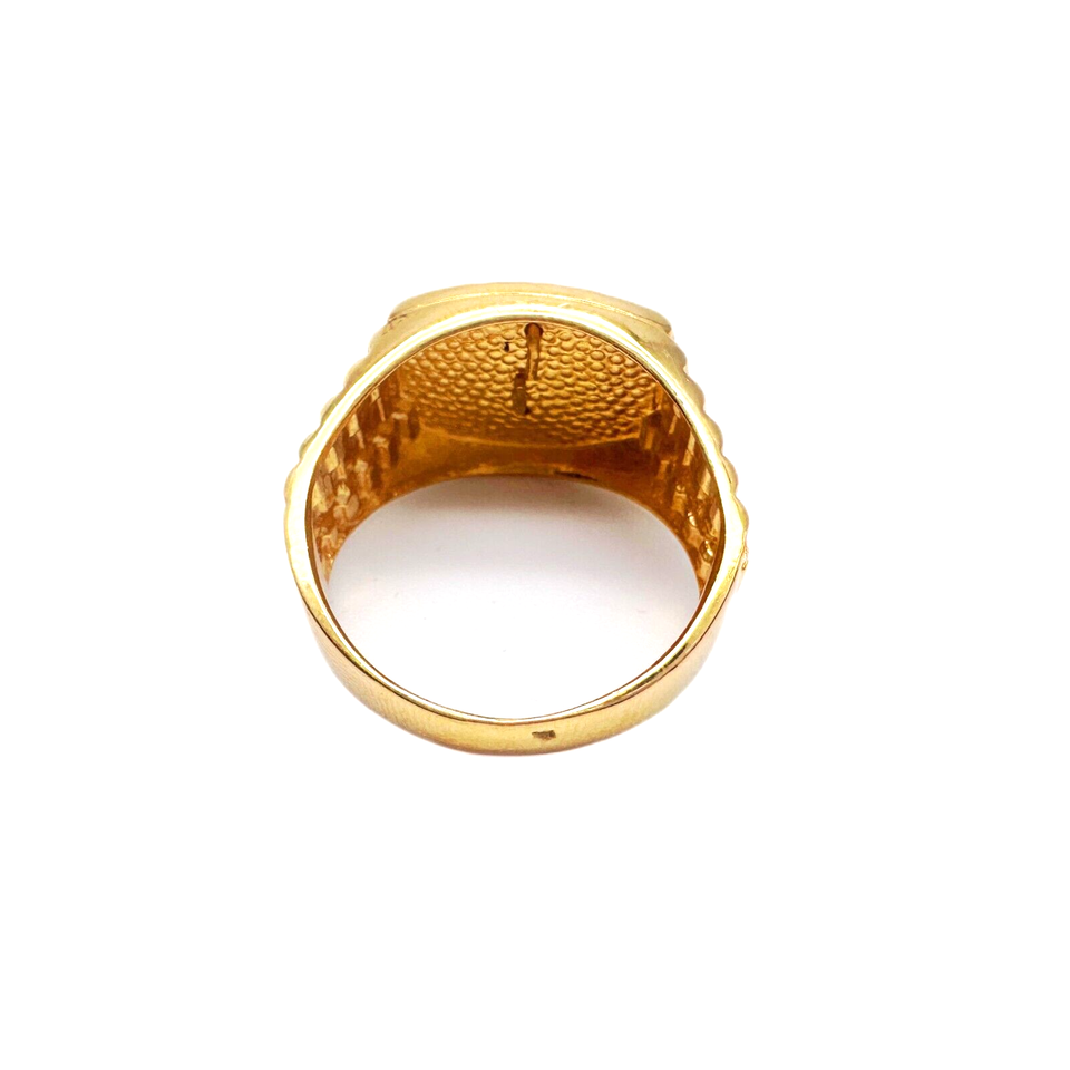 22ct Plain Yellow Gold Bi-Colour Mens Om Ring